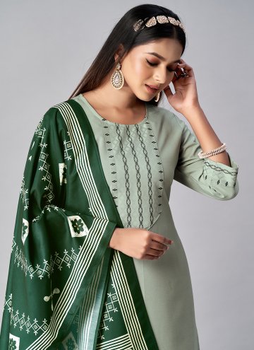 Adorable Green Cotton  Jacquard Work Designer Salwar Kameez