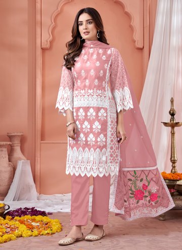 Adorable Pink Organza Embroidered Designer Salwar Kameez