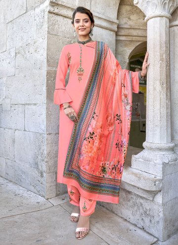 Adorable Pink Rayon Embroidered Salwar Suit for Fe