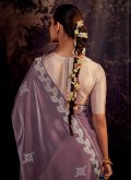 Alluring Embroidered Fancy Fabric Purple Classic Designer Saree - 1