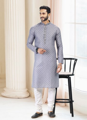 Alluring Grey Cotton  Fancy work Kurta Pyjama for 