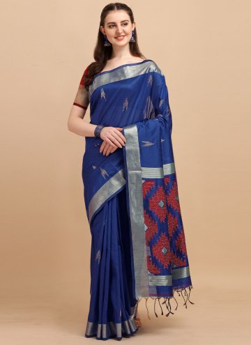 Alluring Navy Blue Banglori Silk Sequins Work Classic Designer Saree for Casual