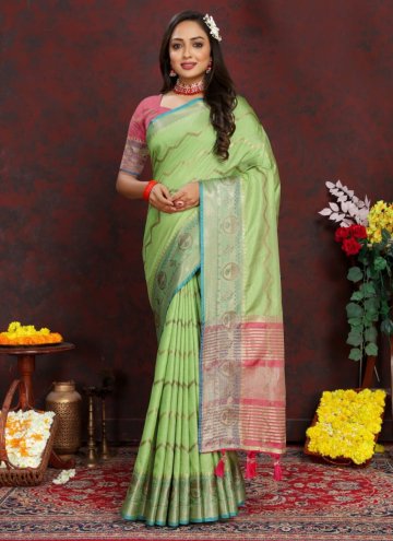 Alluring Woven Green Classic Designer Saree