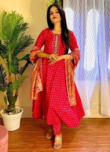 Amazing Pink Chanderi Embroidered Salwar Suit for Ceremonial