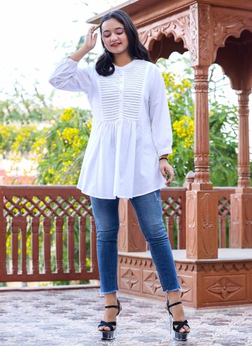Aqua Blue Casual Kurti in Cotton  with Buttons