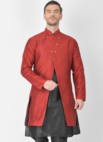 Art Dupion Silk Jacket Style in Maroon Enhanced wi