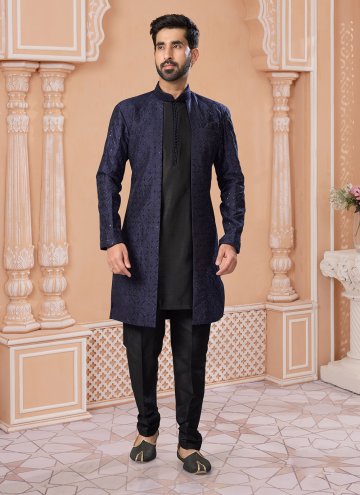 Attractive Black and Navy Blue Banglori Silk Fancy