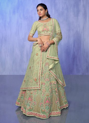 Attractive Green Net Embroidered Designer Lehenga Choli