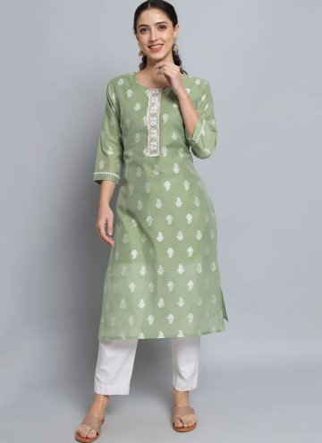 Attractive Green Silk Blend Embroidered Casual Kurti