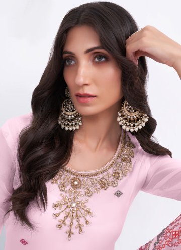 Attractive Pink Georgette Khatli Work Trendy Salwar Suit for Festival