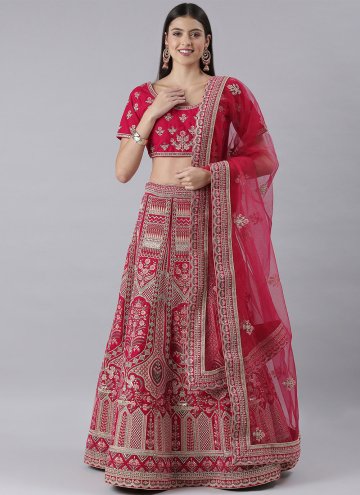Attractive Pink Silk Embroidered Lehenga Choli