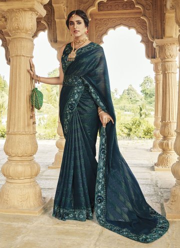 Attractive Teal Fancy Fabric Embroidered Classic D