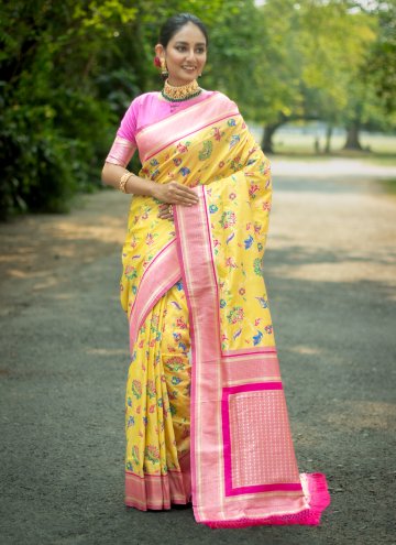 Banarasi Classic Designer Saree in Yellow Enhanced