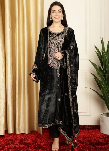 Beautiful Black Velvet Embroidered Salwar Suit
