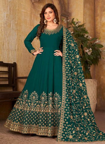 Beautiful Green Faux Georgette Embroidered Salwar Suit