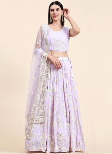 Beautiful Lavender Georgette Lucknowi Work A Line 