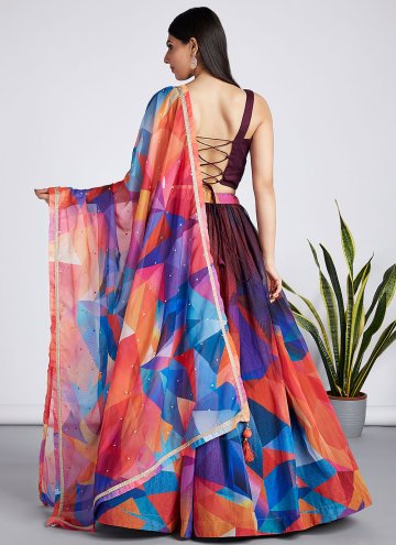 Beautiful Multi Colour Organza Sequins Work Lehenga Choli