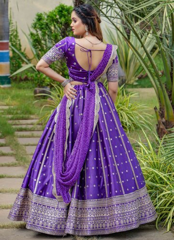 Beautiful Purple Satin Embroidered Readymade Lehenga Choli