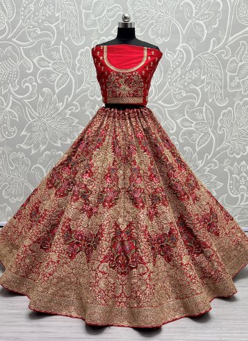 Beautiful Red Silk Diamond Work Designer A Line Lehenga Choli for Bridal