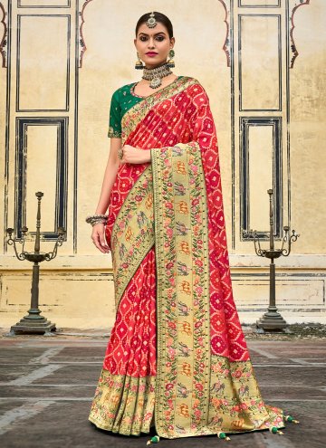 Beautiful Red Silk Embroidered Designer Saree