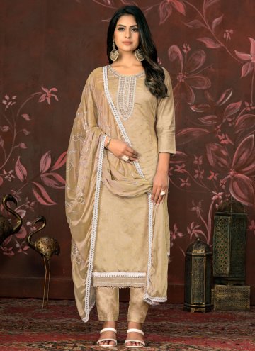 Beige Organza Woven Pant Style Suit for Ceremonial