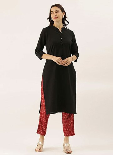 Black Casual Kurti in Cotton  with Plain Work