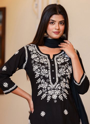 Black color Cotton  Salwar Suit with Lucknowi Work