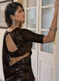 Black Designer Traditional Saree in Georgette with Sequins Work - 2
