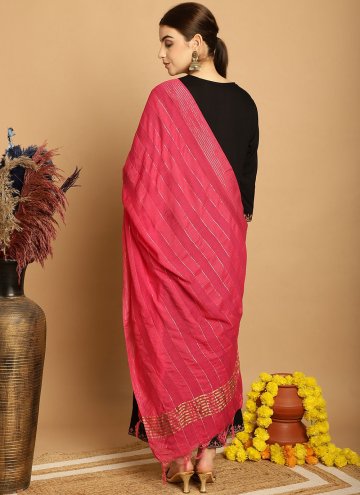 Black Salwar Suit in Rayon with Embroidered