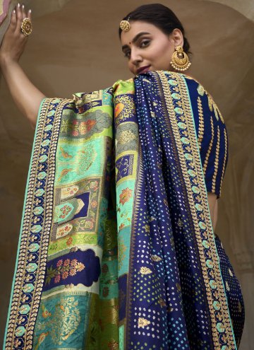 Blue color Border Silk Designer Saree