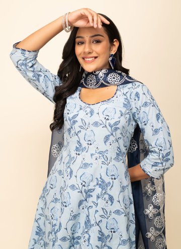 Blue Cotton  Designer Salwar Suit