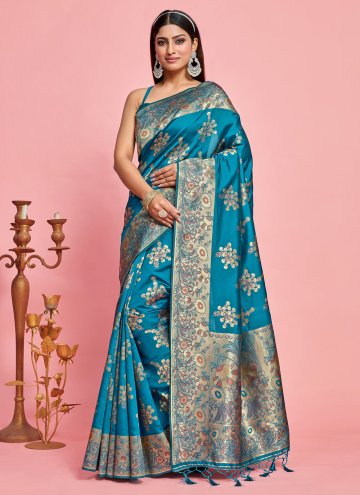 Blue Kanjivaram Silk Woven Designer Saree