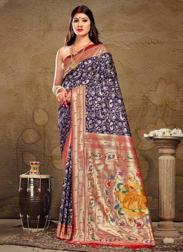 Blue Silk Woven Designer Traditional Saree