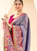 Blue Trendy Saree in Handloom Silk with Jacquard Work - 1