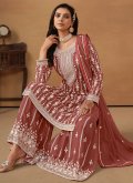 Brown Trendy Salwar Kameez in Faux Georgette with Embroidered - 2