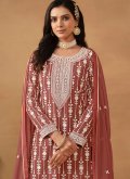 Brown Trendy Salwar Kameez in Faux Georgette with Embroidered - 3
