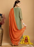 Chanderi Salwar Suit in Green Enhanced with Embroidered - 2
