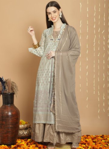 Chanderi Silk Designer Lehenga Choli in Grey Enhanced with Embroidered