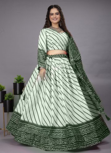 Cotton  A Line Lehenga Choli in Green Enhanced wit
