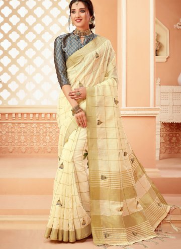 Cotton  Designer Saree in Cream Enhanced with Khatli Work