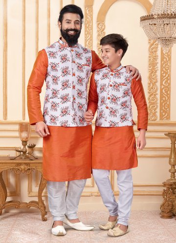 Cotton  Kurta Payjama With Jacket in Off White and