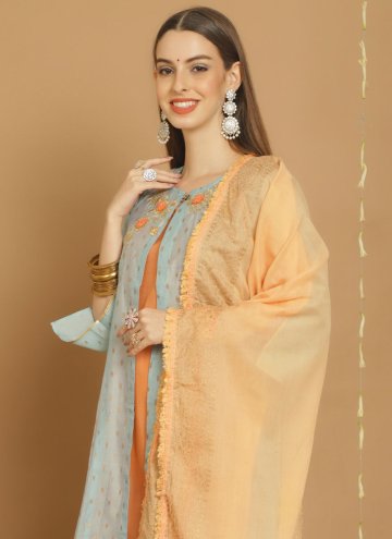 Dazzling Turquoise Chanderi Silk Embroidered A Line Lehenga Choli