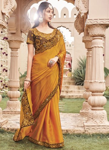 Designer Shimmer Yellow Trendy Saree