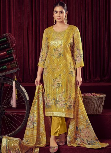 Digital Print Organza Mustard Salwar Suit