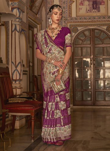 Digital Print Silk Purple Trendy Saree