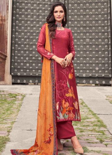 Digital Print Velvet Red Salwar Suit