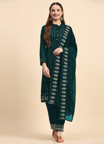 Embroidered Faux Georgette Green Trendy Salwar Suit