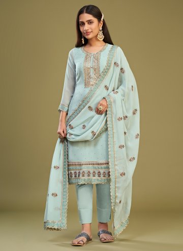 Embroidered Georgette Firozi Trendy Salwar Suit