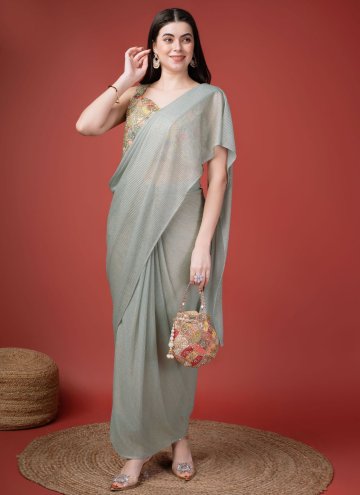 Embroidered Imported Grey Trendy Saree
