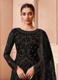 Embroidered Net Black Palazzo Suit - 1